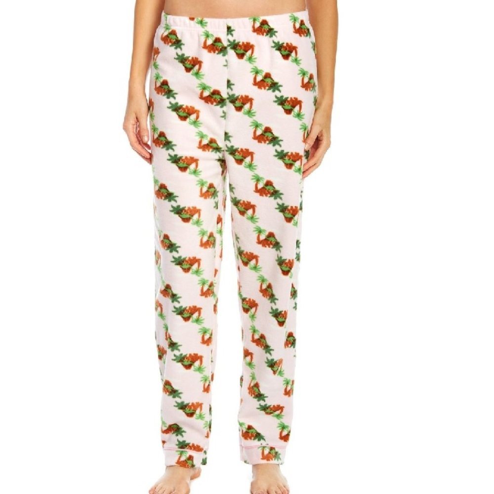 🎁 Leveret Pink Dinosaur Fleece Pajama Bottoms